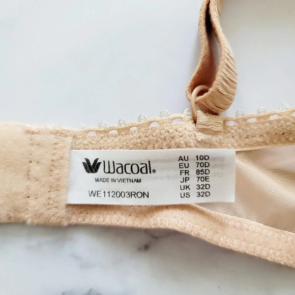 Wacoal Lingerie Vision Padded Push Up Underwire Lace 112003 Nude Pinup Bra 32D - Picture 8 of 8